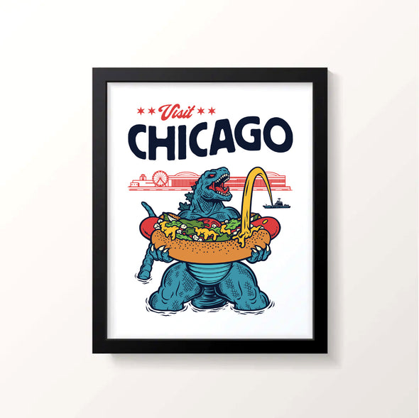 Visit Chicago Godzilla Print